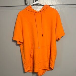 Large short sleeved sweatshirt hoodie, orange